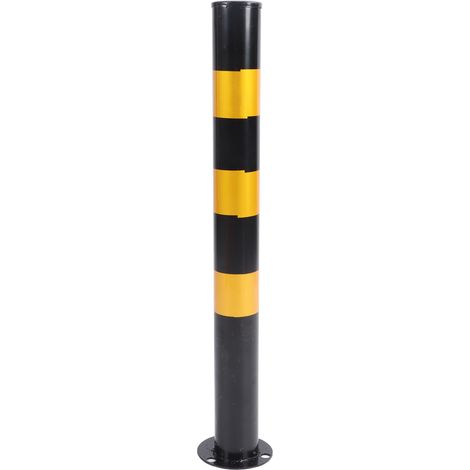 Poteau de sécurité de 29,5 pouces de hauteur et 3 pouces de diamètre, tuyau de barrière de stationnement en acier laminé à froid, noir et jaune (1/5)