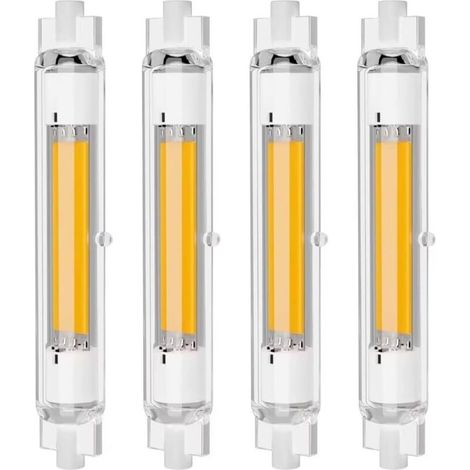 Ampoules R7S led 118mm Dimmable 30w, 2000LM, Blanc Chaud 3000K Ampoules R7S LED COB Double Ended 118mm 30w 220V, Éclairage à Faisceau 360 °, Paquet de 4 [Classe énergétique F] (1/5)