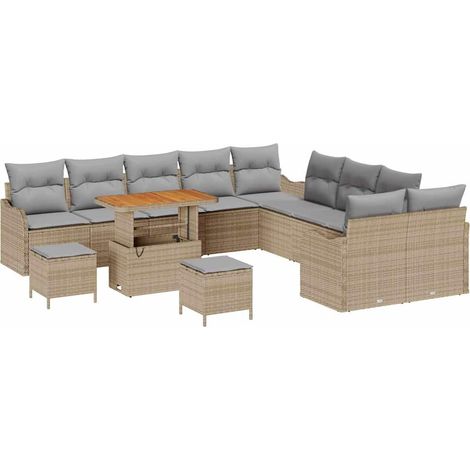 Garden Sofa Set with Cushion 13 pcs Beige and Light Grey vidaXL