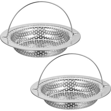 2 Filtre évier, Acier inoxydable, Poignée ergonomique, Maille fine, Cuisine et salle de bain