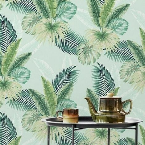 Arthouse Miami Tropics Mint Tropical Jungle Palm Green Leaves Wallpaper (1/2)