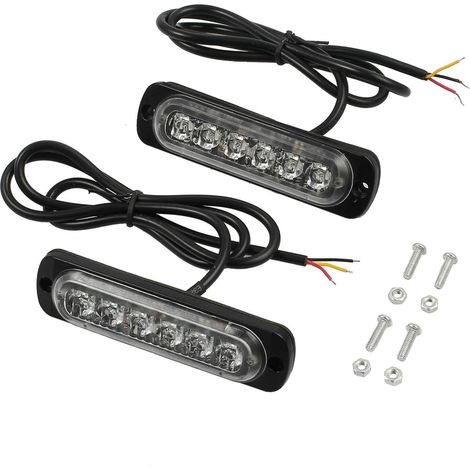 Barre lumineuse d'urgence à LED ambre ultra mince pour véhicule 12V - 24V, gyrophare de sécurité pour bateau, remorque SUV, caravane (26 LED)