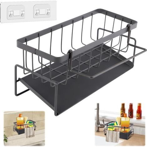Organizzatore per lavello da cucina e bagno con gancio (grigio) (1/4)