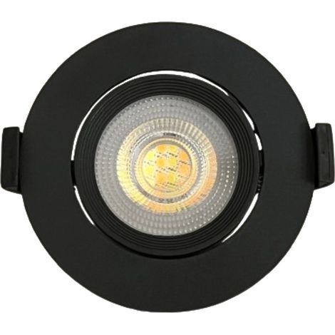 Spot LED Downlight CCT Rond Orientable 7W Noir Coupe Ø 70mm