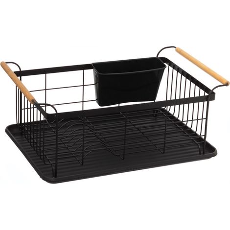 5Five Simply Smart – Panier égouttoir d'évier noir 43x32x18,5cm – Acier et polypropylène – Bac à couverts mobile – Pour cuisines compactes
