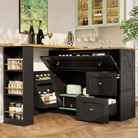 Buffet coloris noir en mDF métal 80,3 x 54,3 x 41,3 cm (1/5)