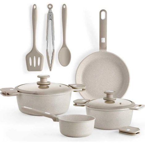 Pack Batería de Cocina Monix Denmark/ Cazo Ø16cm/ Sarten Ø24cm/ Cacerolas Ø20 - 24cm/ Aluminio Fundido/ Apta para Inducción