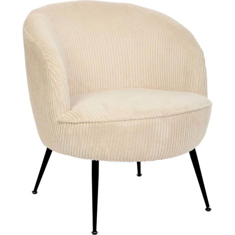 Fauteuil en Velours Côtelé "Tildae" 71cm Crème
