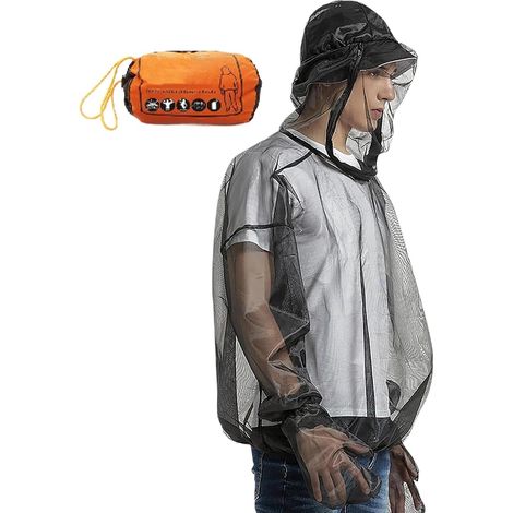 Combinaison anti-mouches portable, moustiquaire, vêtements, accessoires de camping flexibles pour les activités de plein air, la pêche, la randonnée, les voyages, femmes et hommes. (1/5)