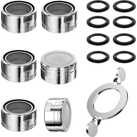 6 pièces Mousseur Robinet, Filtre Robinet M24 Aérateur de Robinet avec 8 Joints et 1 Clé pour Robinets, Economiseur D'eau pour Robinet pour Cuisine et Lavabo de Salle de Bain (1/5)
