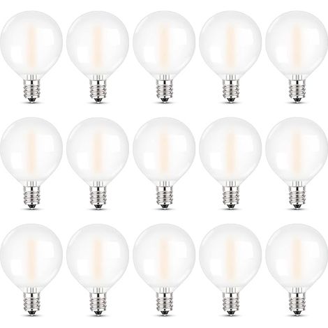Ampoules LED G40 givrées, filament E12 style Edison vintage, équivalent 1 W (10 W), blanc chaud 2 200 K, pour lustres, non dimmables, lot de 15 (1/5)