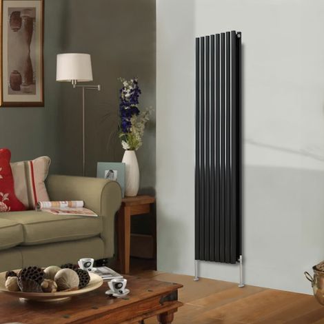 NRG Black Modern Designer Radiator Oval Column Central Heating Rads Vertical Double 1800x472mm (1/3)