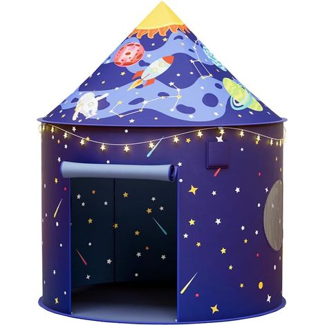 Kids Play Tent, Castle for Kids, Indoor/Outdoor Play Tent, Toys, House Wendy, with Star String Lights (Spatial Ship) (1/5)