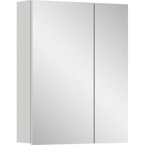 Armoire de Salle de Bain en mélamine avec Grande Surface Miroir Blanc env. 60 x 77 x 18 cm (1/5)