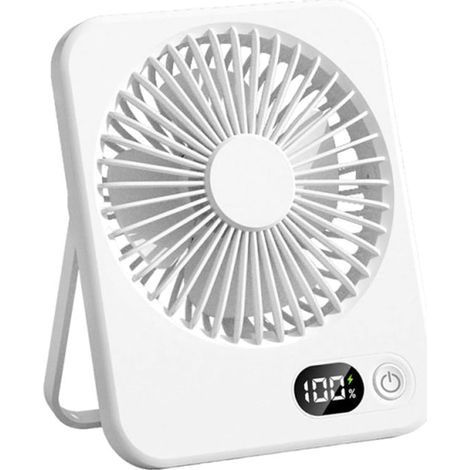 Mini ventilateur portable blanc – 5 vitesses – Rechargeable – Pour bureau, maison, camping – Compact et silencieux (1/5)