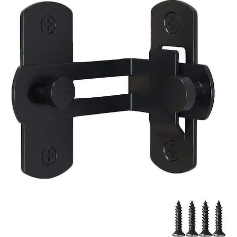 Verrou de porte de grange, loquet coulissant à 90 degrés en acier inoxydable pour grange, salle de bain, garage, fenêtre - Lot de 1 - Noir-1 Pack (1/5)