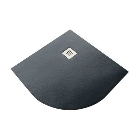 Piatto Doccia Slim Semicircolare 80x80 Pietra Nero 2.8cm Angolare Piletta (1/3)