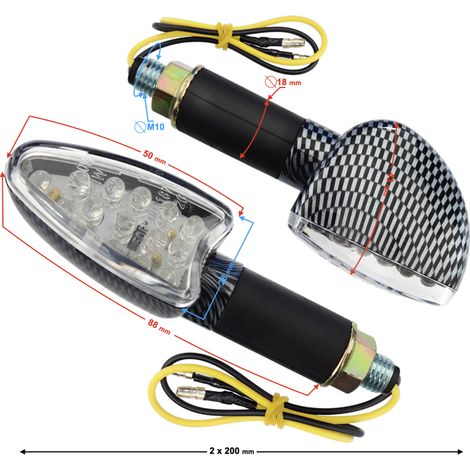 Indicatori di direzione universali MRT-001, LED (15 diodi), colore Karbon (omologazione E)