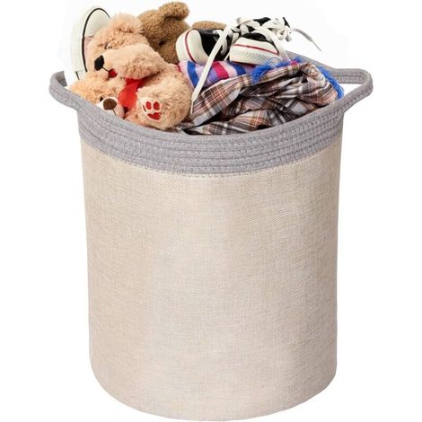 Cesto portabiancheria, borsa portaoggetti portatile, cesti portabiancheria pieghevoli in tessuto impermeabile, vestiti, giocattoli, organizer di grande capacità (X-Kaki-Grigio) - Crezuo
