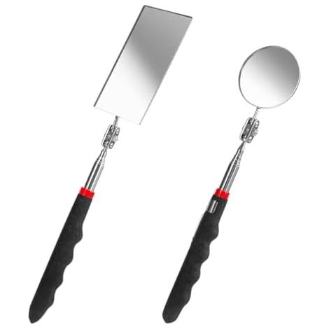 Lot de 2 miroirs d'inspection télescopiques Outil miroir automobile Miroir avec articulation à rotule en acier inoxydable Extensible jusqu'à 72 cm et 89 d'atelier pour - (1/5)