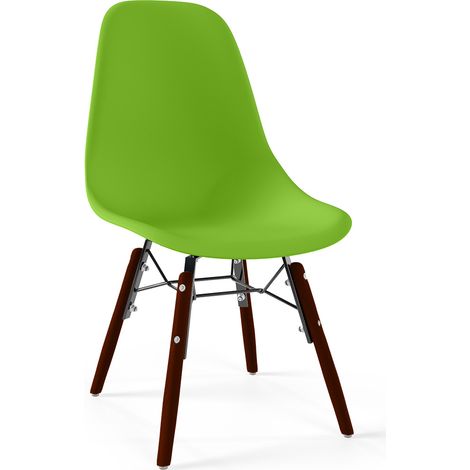 Sedie per Bambini - Design Scandinavo - Gambe in Legno Scuro - Skögur Verde (1/5)