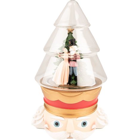Cloche en verre de Noël avec Casse-noisette, danseuse et sapin LED rouge et vert 15 x 13 x 24 cm - PANGIVO (1/5)