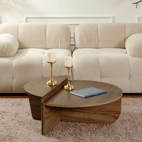Table basse moderne effet bois de noyer - 2 hauteurs MARFA (1/5)