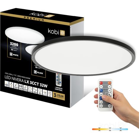 Plafonnier LED rond noir 32 W 3CCT avec détecteur de mouvement et télécommande IP54 NIVERA CIRCLE 3CCT LX (1/5)