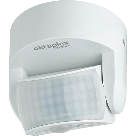 Detector de movimiento exterior IP65 ajustable 180° Sensor infrarrojo Alcance 12 m 230 V Blanco mate con sensor crepuscular