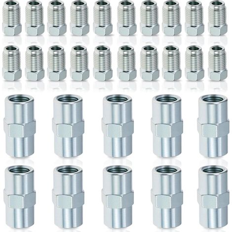 Lot de 20 raccords de conduites de frein - Kit d'outils d'évasement double évasement - 20 raccords et 10 connecteurs - Pour tuyau de frein de 4,75 mm de diamètre (1/5)