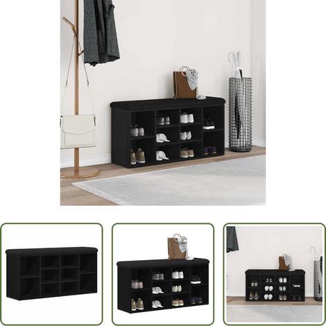 Holzbank - Schuhbank Schwarz Eichen-Optik 102 x 32 x 50 cm Holzwerkstoff (1/5)