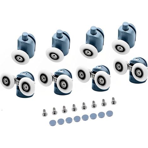 YUANQIAN 8 roulettes haut et bas pour porte de douche - Porte coulissante - Poulie - Pièces de rechange 25mm de diamètre - Salle de bain (25mm) (1/5)