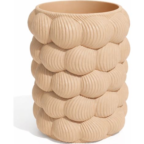 Vaso decorativo beige, strutturale, scultura di design moderno