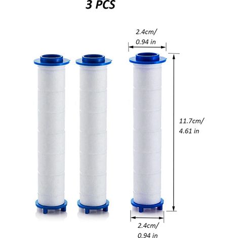 (Filtres de rechange) Pommeau de douche de salle de bain 3 jets réglables, douchette haute pression, filtre à pierres anioniques, accessoires de douche spa (1/5)