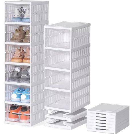 Boîte de rangement pour chaussures, empilable, design anti-poussière, 6 niveaux (1/2)