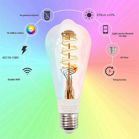 Ampoules LED connectées Tuya Smart WiFi RGB 16 millions de couleurs, intensité variable (1/5)
