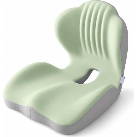Coussin Lombaire Chaise Bureau, Coussin Ergonomique Assise, Coussin Intégré Forme L en Mousse Mémoire avec Soutien Lombaire et Ouverture Aérée pour Coccyx, pour Chaise de Bureau (1/5)