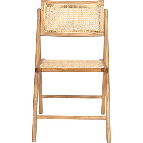 Chaise pliante en cannage et bois - Bois clair - Paula