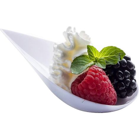Assiettes apéritives goutte d'eau x100 - Bols à dessert blancs en plastique, mini coupelles festives (1/5)