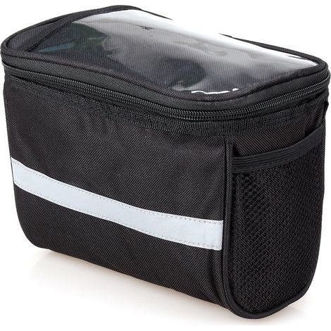 Sacoche de Guidon Vélo,Avant de Vélo Étanche,Vélo Avant Sac,Support Telephone Velo Etanche,Sacoche Velo,VTT Vélo Guidon Sac Panier Sacoche Glacière Bande Réfléchissante,Écran Tactile Sac Avant (1/5)