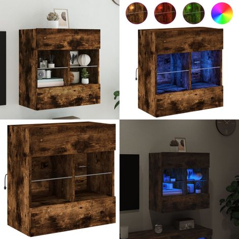 TV-Wandschrank mit LED-Leuchten Räuchereiche 58,5x30x60,5 cm - TV-Schrank - Holzschrank - Regal - Wandregal - Wohnzimmer Dekoration - Home & Living (1/5)