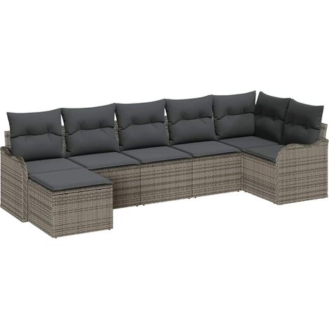 Maison Exclusive - Gartensofa-set Grau Poly-Rattan