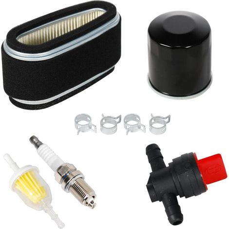 11013-2110 Filtre à air avec pré-filtre 49065-7010 Filtre à huile Filtre à carburant Valve d'arrêt Kit de tuning pour Kawasaki FC420 14 HP Moteur tondeuse à gazon