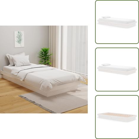 Cama rústica - vidaXL Estructura de cama madera maciza blanco 90x200 cm - Cama de madera maciza