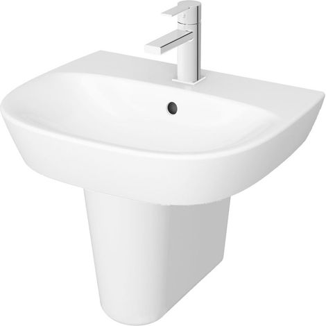 Vitra Zentrum Basin with Semi Pedestal 550mm Wide - 1 Tap Hole (1/4)