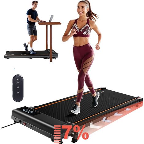 Tapis de course Walking Pad, Vitesse de 1 à 6 km/h, Inclinaison réglable de 0 à 7 %, Capacité de charge de 110 kg, Ceinture de course multi-couches, Design pliable (1/5)