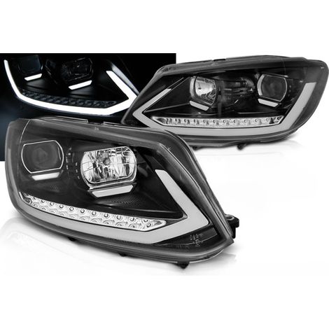 Paire de feux phares VW Touran 2 de 2010 a 2015 LED DRL LTI Noir-31785708