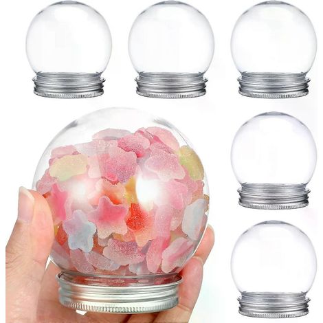 10er-Set transparente Schneekugeln aus Kunststoff zum Selbermachen, 150 ml Wasserkugel-Bonbonflaschen mit Schraubverschluss, zum Gestalten weihnachtlicher Schneelandschaften (1/4)