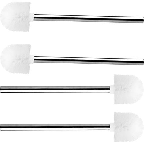Lot de 4 brosses WC avec poignée en acier inoxydable et tête interchangeable (1/5)