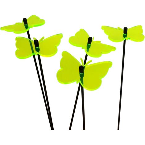 Attrape-Soleil Papillon décoratif pour Jardin, 5 piquets, 25 cm de Haut, Accessoire de Jardinage, Cadeau pour Les jardiniers, Couleur : Vert Fluorescent